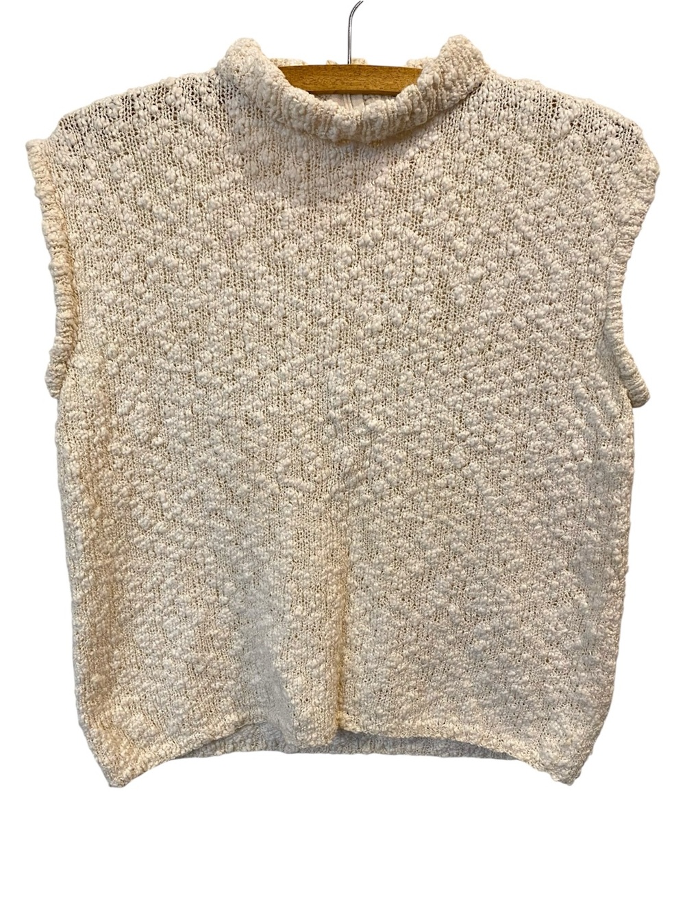 Vintage Sleeveless Boucle Nubby Knit Sweater Cream